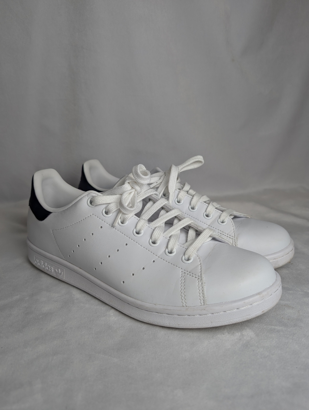 SOLD adidas White Low-Top Stan Smith Sneakers with Navy Heel Tab 9.5